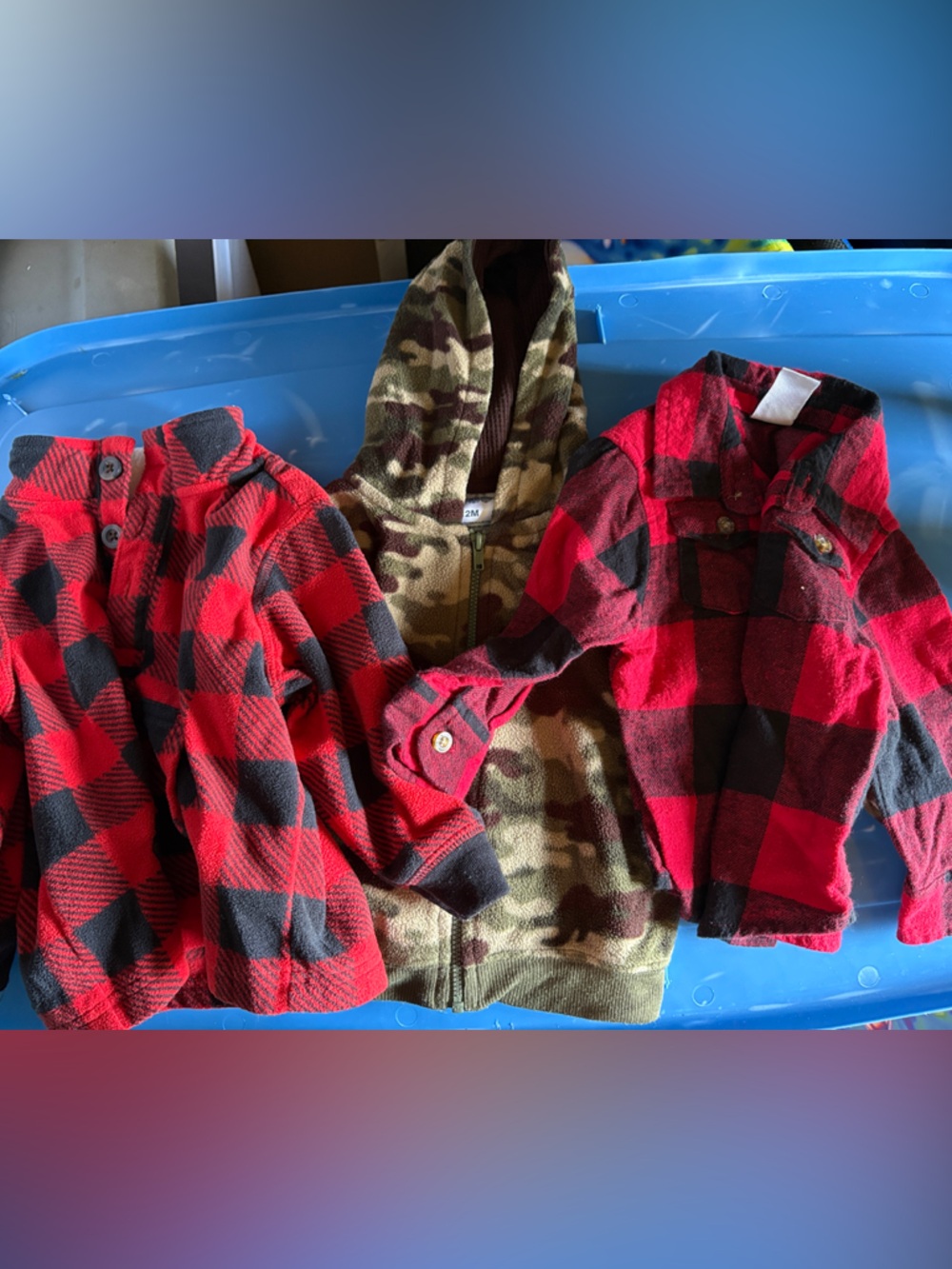 Kids Red and Black Buffalo Plaid Button-Front Shirt Jacket, camo fleece and flan